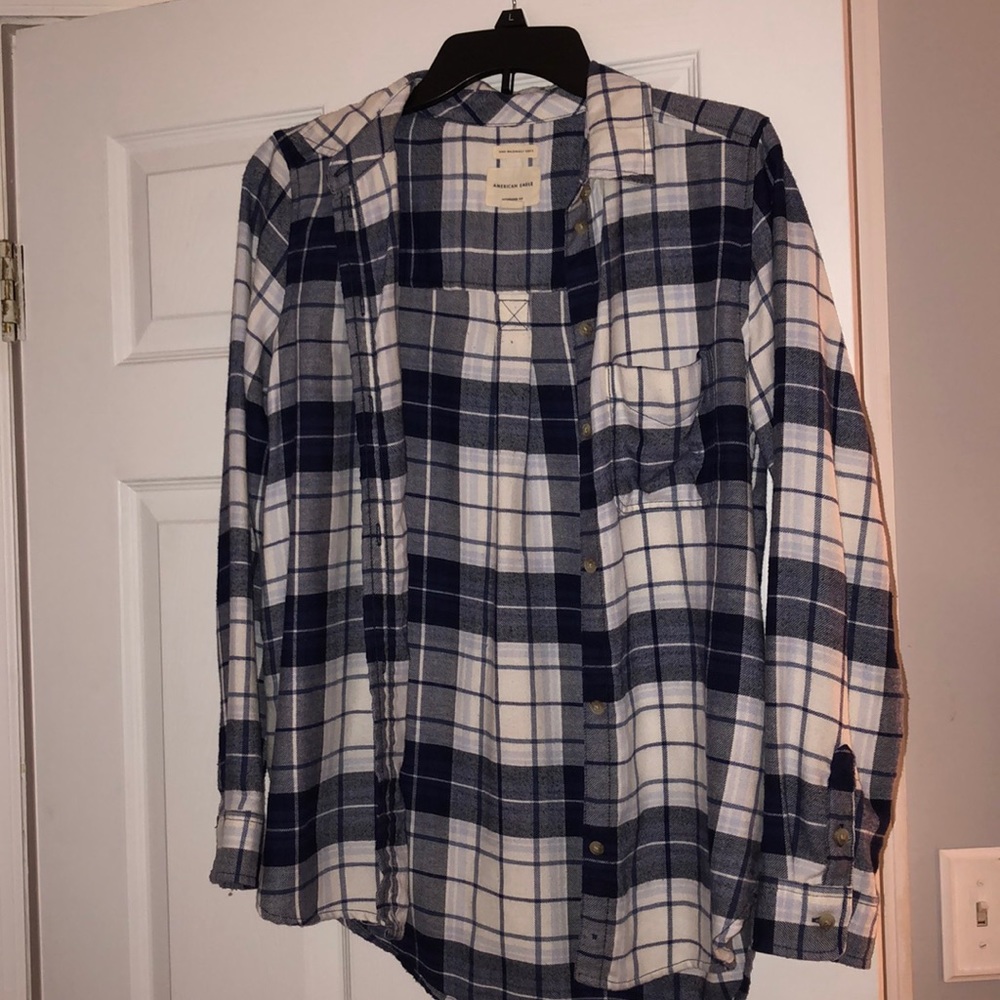 Navy Blue and White Flannel